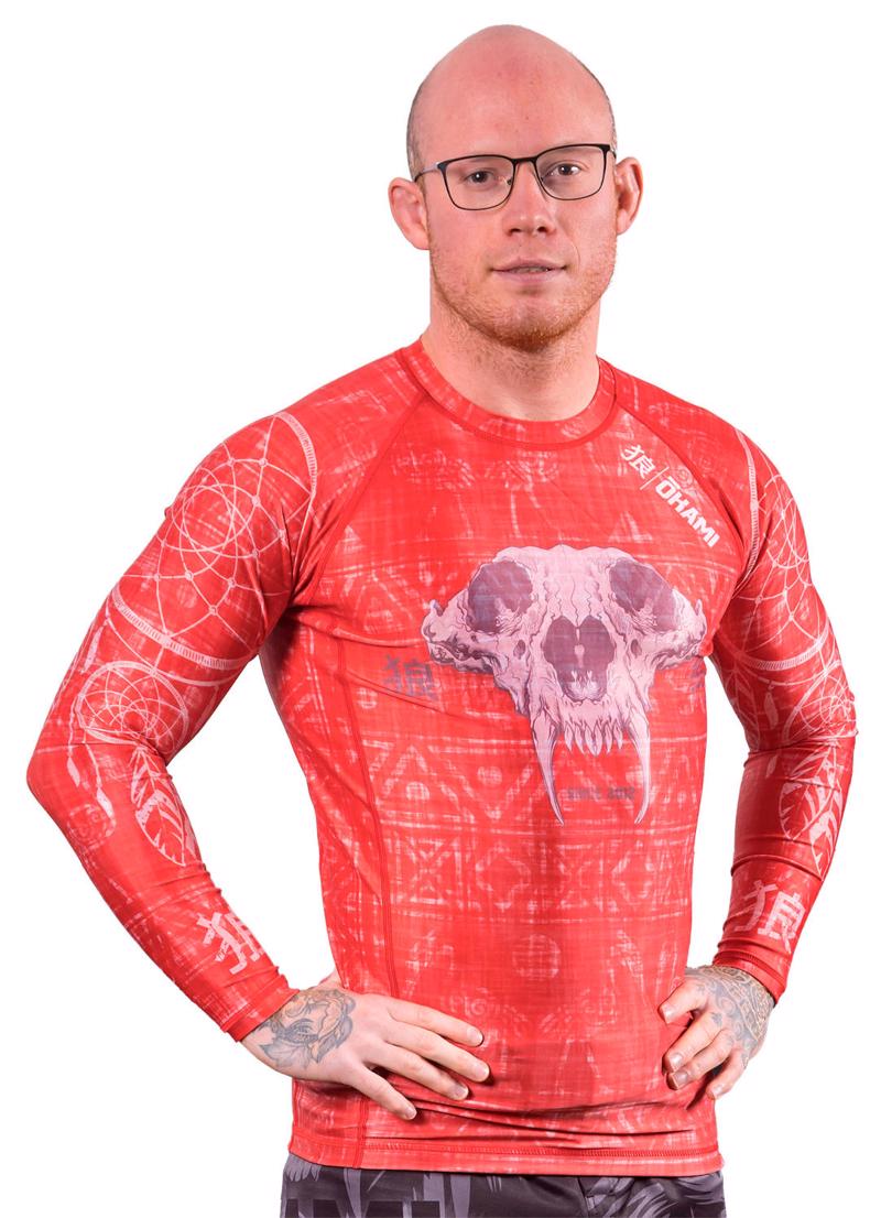 Okami wolf skull Rashguard - red